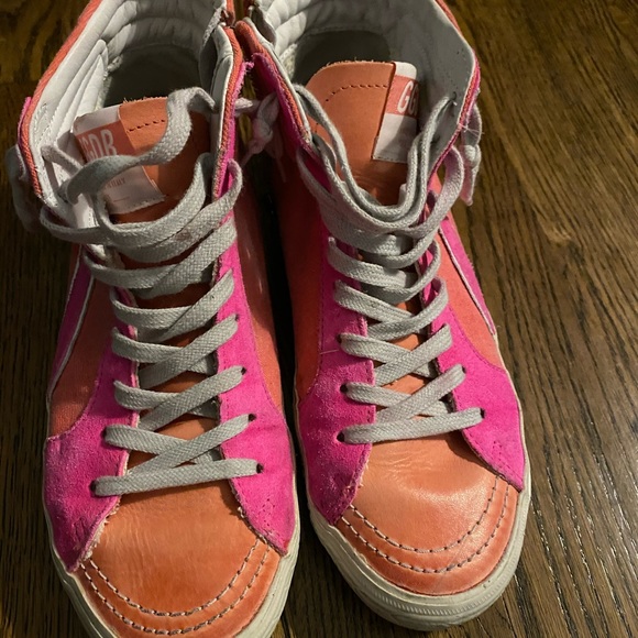 Golden Goose Shoes - Like New Golden goose hot pink slide High top